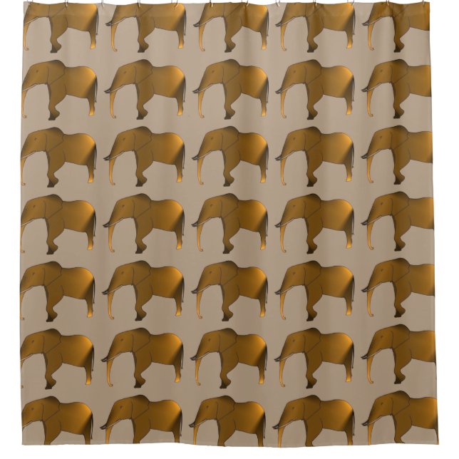Brown Elephants Herd Painting Shower Curtains (Front)