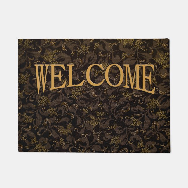 Brown Embroidery Look Doormat (Front)