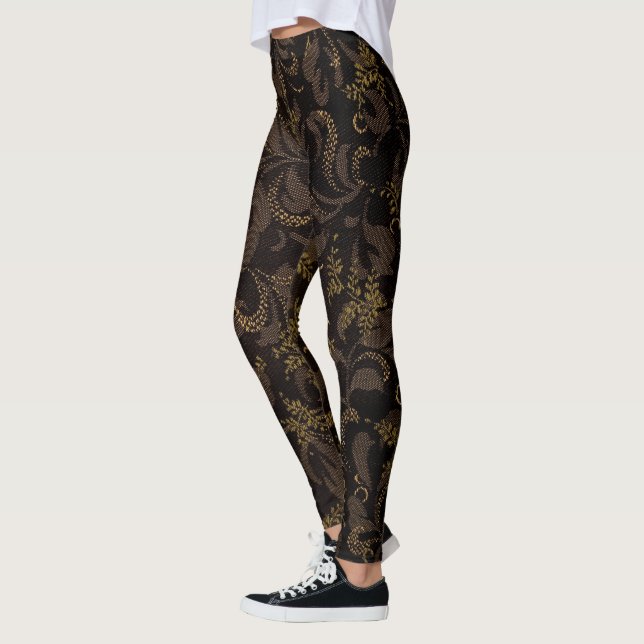 Brown Embroidery Look Leggings (Left)