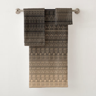 Brown ethnic ornament bath towel set