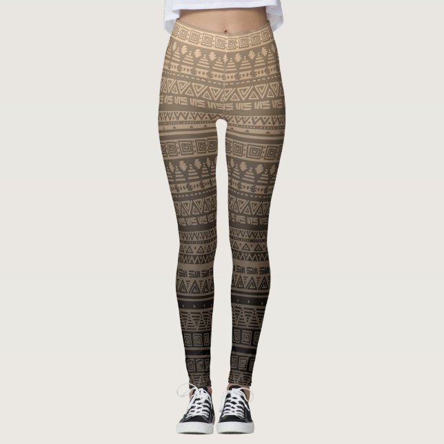 Brown ethnic ornament leggings (Front)