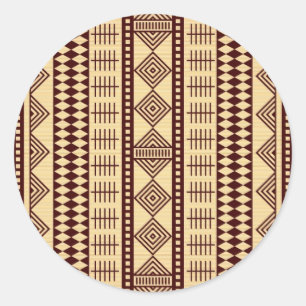 Brown ethnic texture classic round sticker