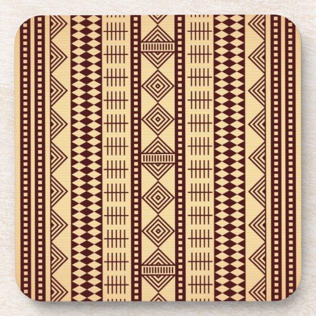 Brown ethnic texture coaster (Front)