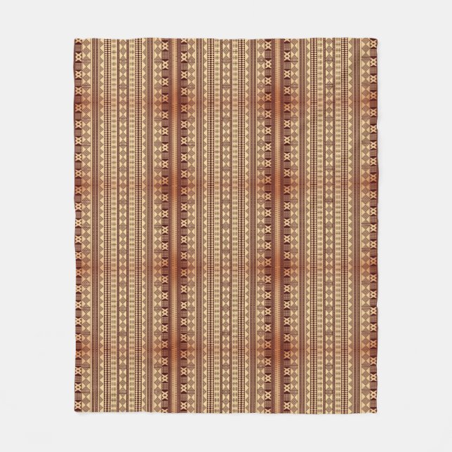 Brown ethnic texture fleece blanket (Front)