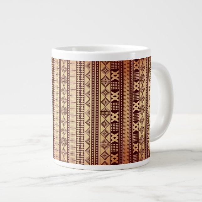 Brown ethnic texture large coffee mug (Front Right)