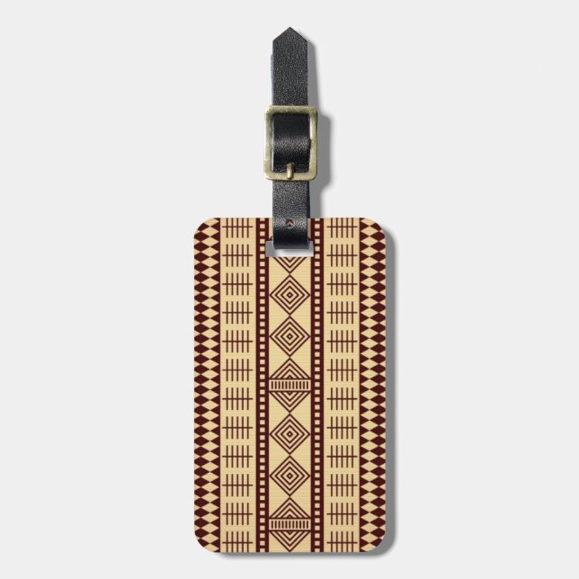 Brown ethnic texture luggage tag (Front Vertical)