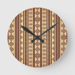 Brown ethnic texture round clock