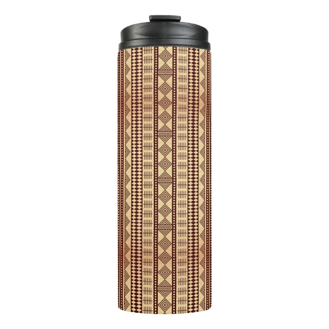 Brown ethnic texture thermal tumbler (Front)