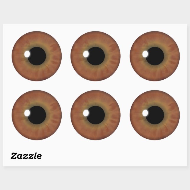 Brown Eye Iris Cool Eyeball Custom Round Stickers (Sheet)