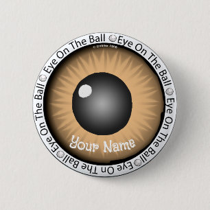 Brown Eye On Ball Golfer 6 Cm Round Badge