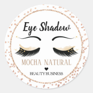 Brown Eye Shadow Glitter Lashes Sticker Label