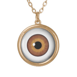 Brown Eyeball Iris Eye Fun Cool Round Necklace