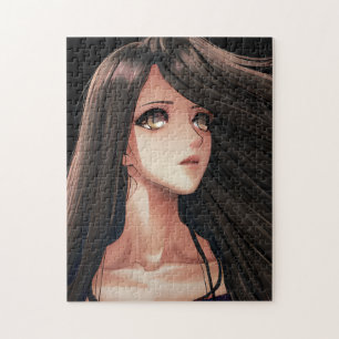 Brown Eyed Brunette Anime Girl Jigsaw Puzzle