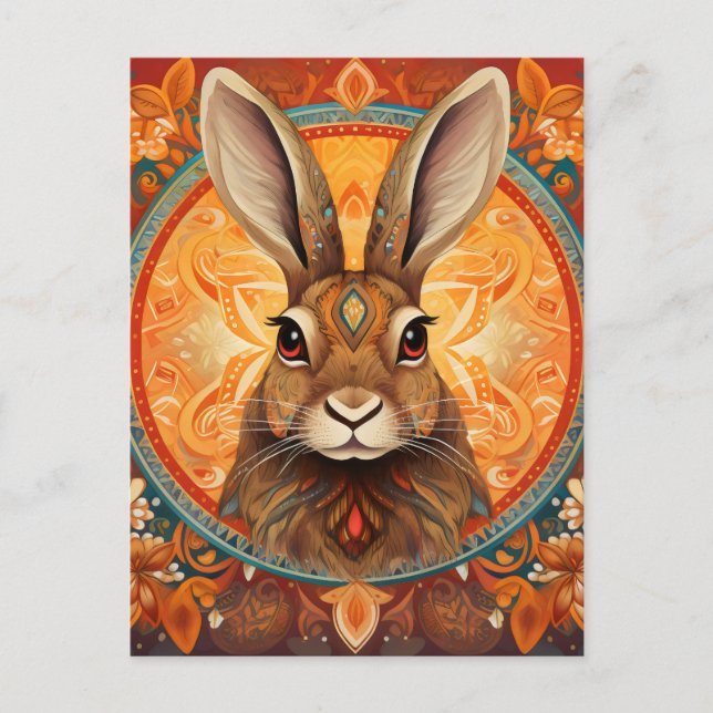 Brown eyed Solarpunk Bunny Postcard (Front)