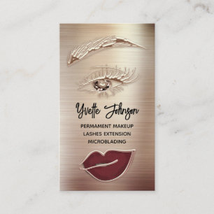 Brown Eyelash Brow Makeup Logo QR Code Lip Rose  Business Card