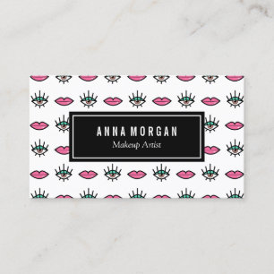 Brown Eyes & Pink Lips Kitschy Makeup Artist Business Card
