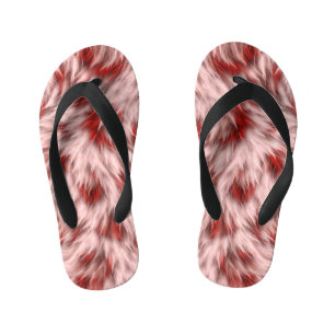 Brown Fabric Texture Fur Design Kid's Flip Flops