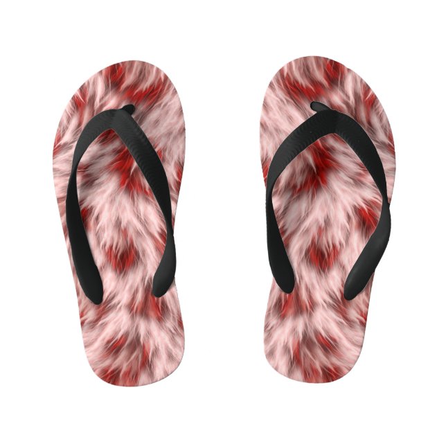 Brown Fabric Texture Fur Design Kid's Flip Flops (Footbed)