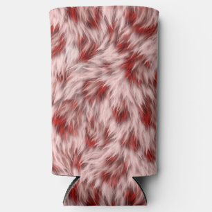 Brown Fabric Texture Fur Design Seltzer Can Cooler