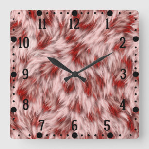 Brown Fabric Texture Fur Design Square Wall Clock