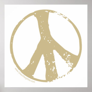 Brown Faded, Grunge Style Peace Sign