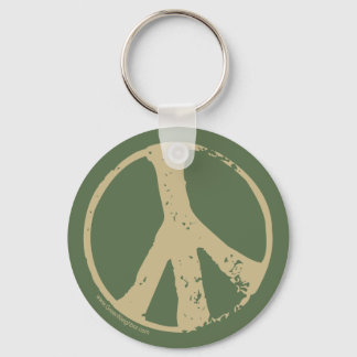 Brown Faded, Grunge Style Peace Sign Key Ring