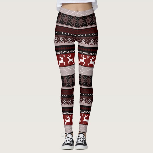 Brown Fair Isle Pattern Leggings (Front)