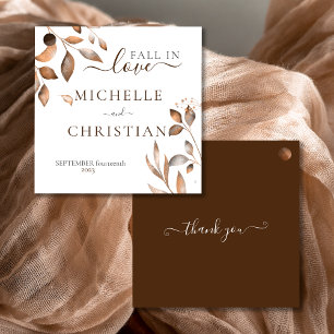 Brown Fall In Love Autumn Foliage Wedding Favour Tags