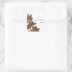 Brown Fall Leaf Stamp Wedding Envelope Seal