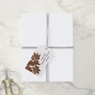 Brown Fall Leaf Stamp Wedding Thank You Favour Tag