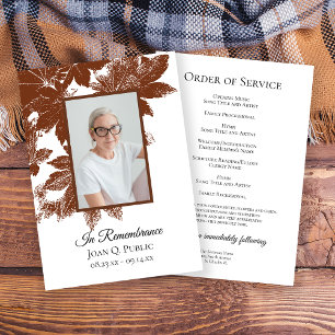 Brown Fall Leaves Funeral Memorial Service Programme