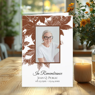 Brown Fall Leaves Funeral Service Folded Programme