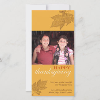 Brown fall leaves happy Thanksgiving golden yellow Holiday Card