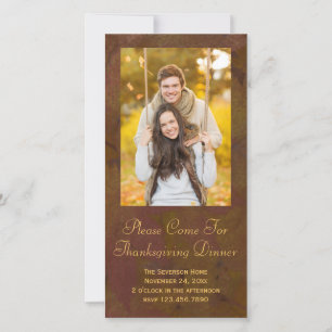 Brown Fall Leaves Thanksgiving Dinner Invitation