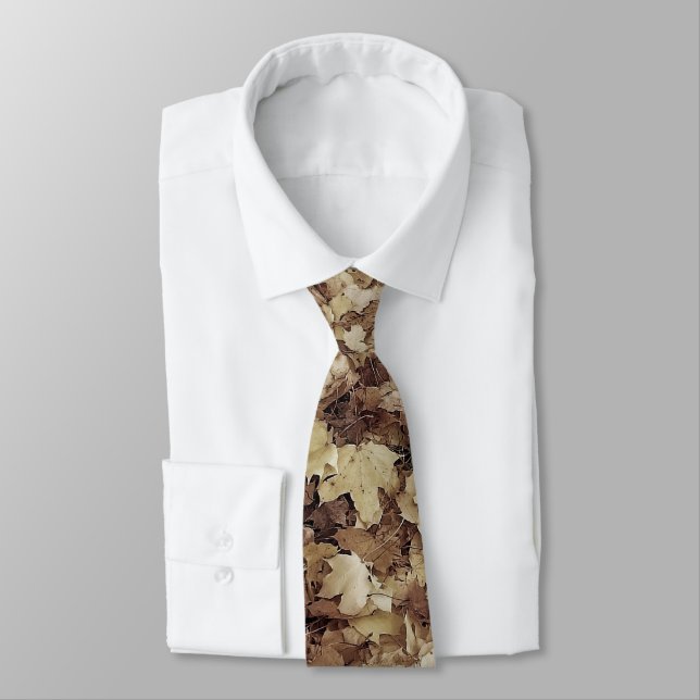 Brown fall maple leaves tie (Tied)