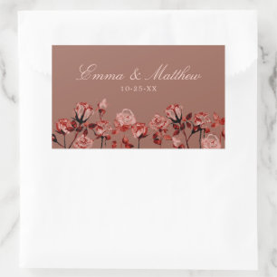 Brown Fall Maximalist Watercolor Flowers Wedding Rectangular Sticker
