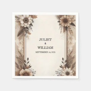 Brown Fall Wood Paperie Recycled Paper Wedding Napkin