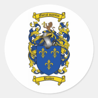 BROWN FAMILY CREST -  BROWN COAT OF ARMS CLASSIC ROUND STICKER