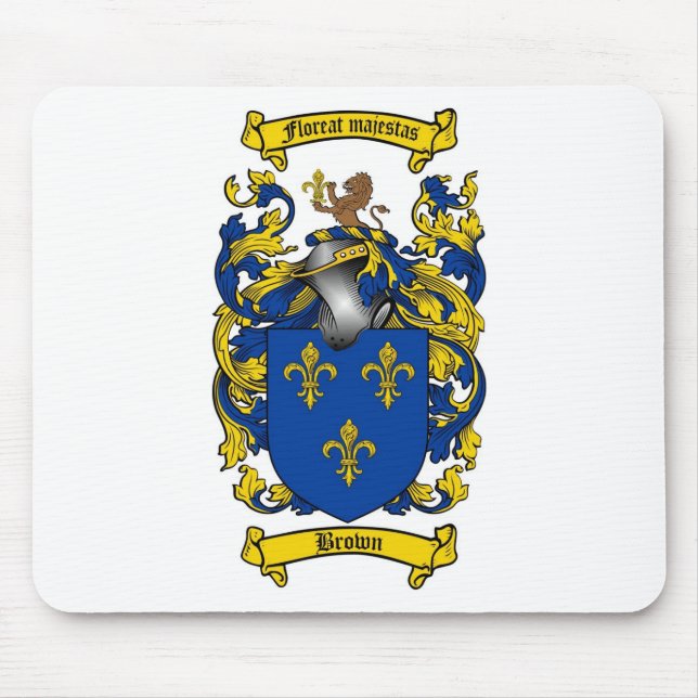 BROWN FAMILY CREST -  BROWN COAT OF ARMS MOUSE MAT (Front)
