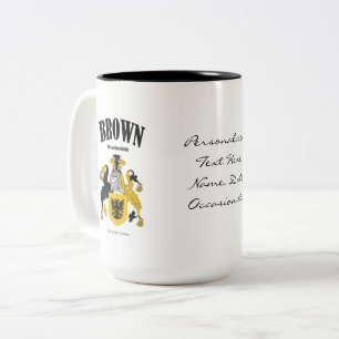 Brown Family Crest, Translation & Meaning Two-Tone Coffee Mug
