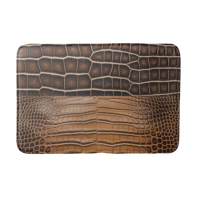 Brown Faux Alligator Leather Bath Mat (Front)
