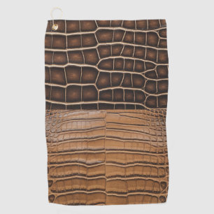 Brown Faux Alligator Leather Golf Towel