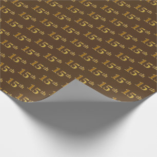 Brown, Faux Gold 15th (Fifteenth) Event Wrapping Paper