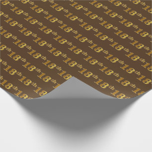 Brown, Faux Gold 18th (Eighteenth) Event Wrapping Paper