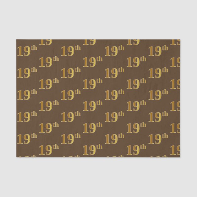 Brown, Faux Gold 19th (Nineteenth) Event Tissue Paper (Front)