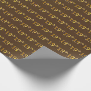 Brown, Faux Gold 19th (Nineteenth) Event Wrapping Paper