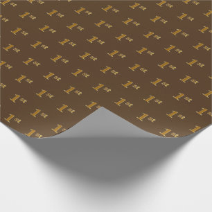 Brown, Faux Gold 1st (First) Event Wrapping Paper