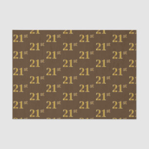 Brown, Faux Gold 21st (Twenty-First) Event Tissue Paper