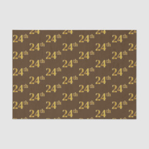 Brown, Faux Gold 24th (Twenty-Fourth) Event Tissue Paper