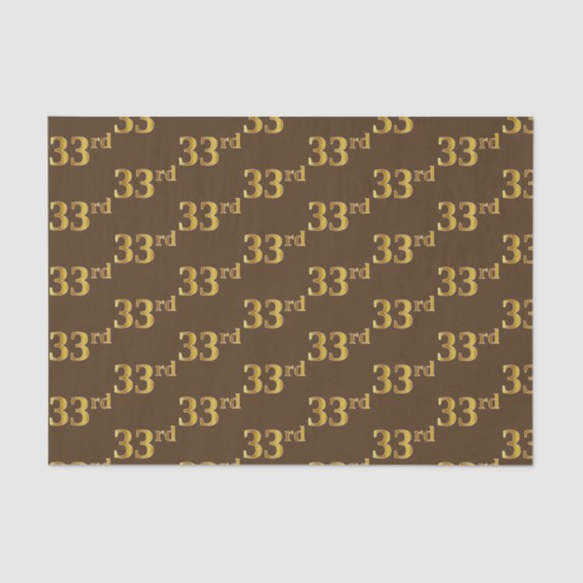 Brown, Faux Gold 33rd (Thirty-Third) Event Tissue Paper (Front)